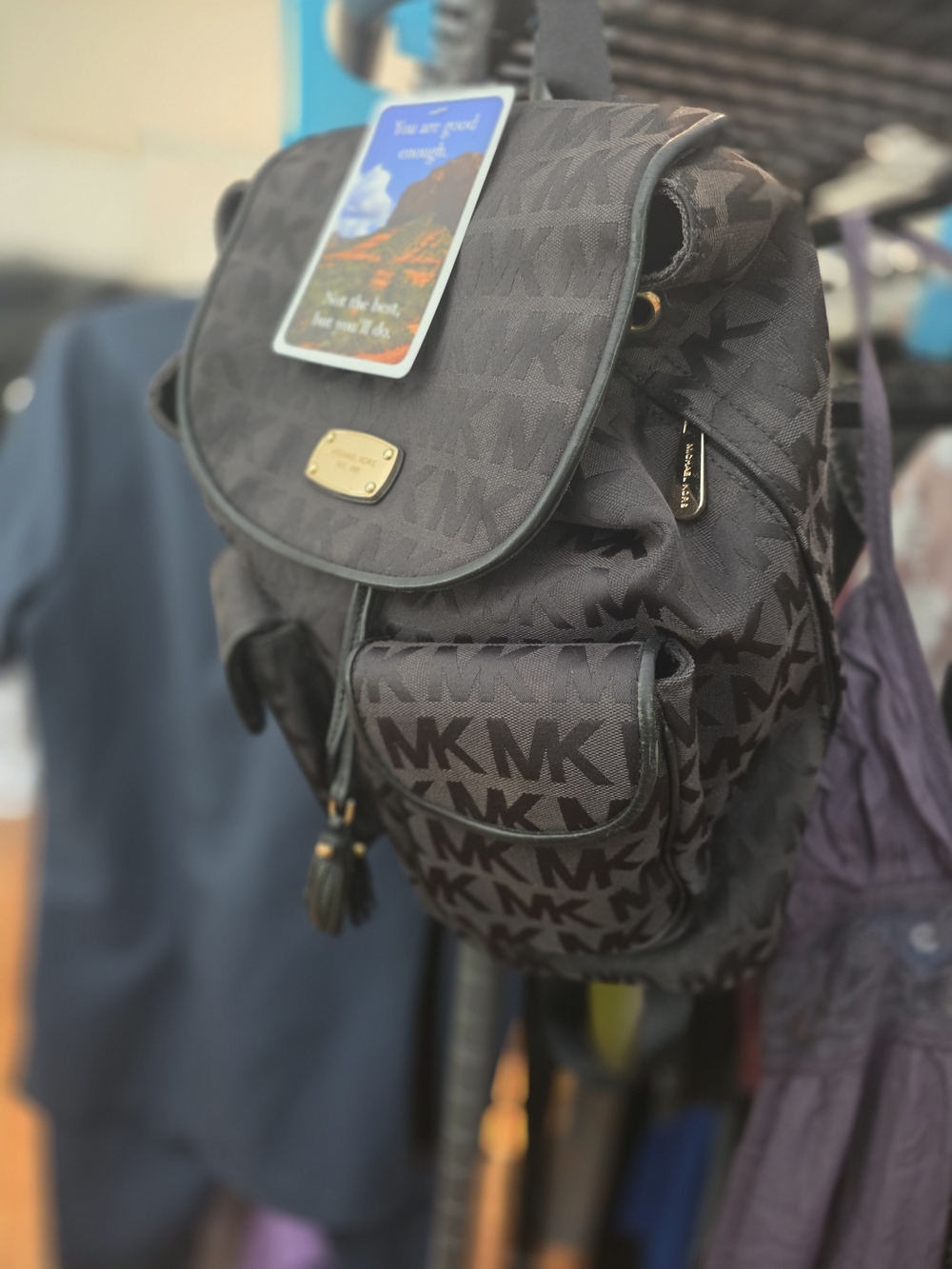 Michael Kors Black MK Monogram Backpack